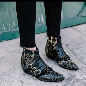 Anine Bing Penny Gold Studded Ankle Booties EUR 40
